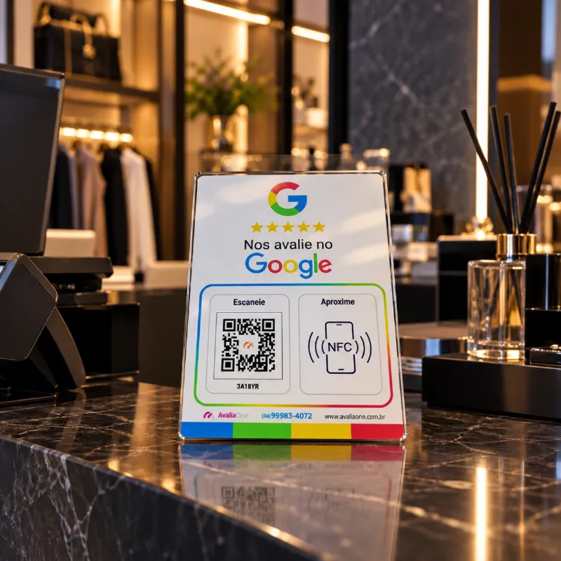 Placa Avaliação Google NFC + QR Code